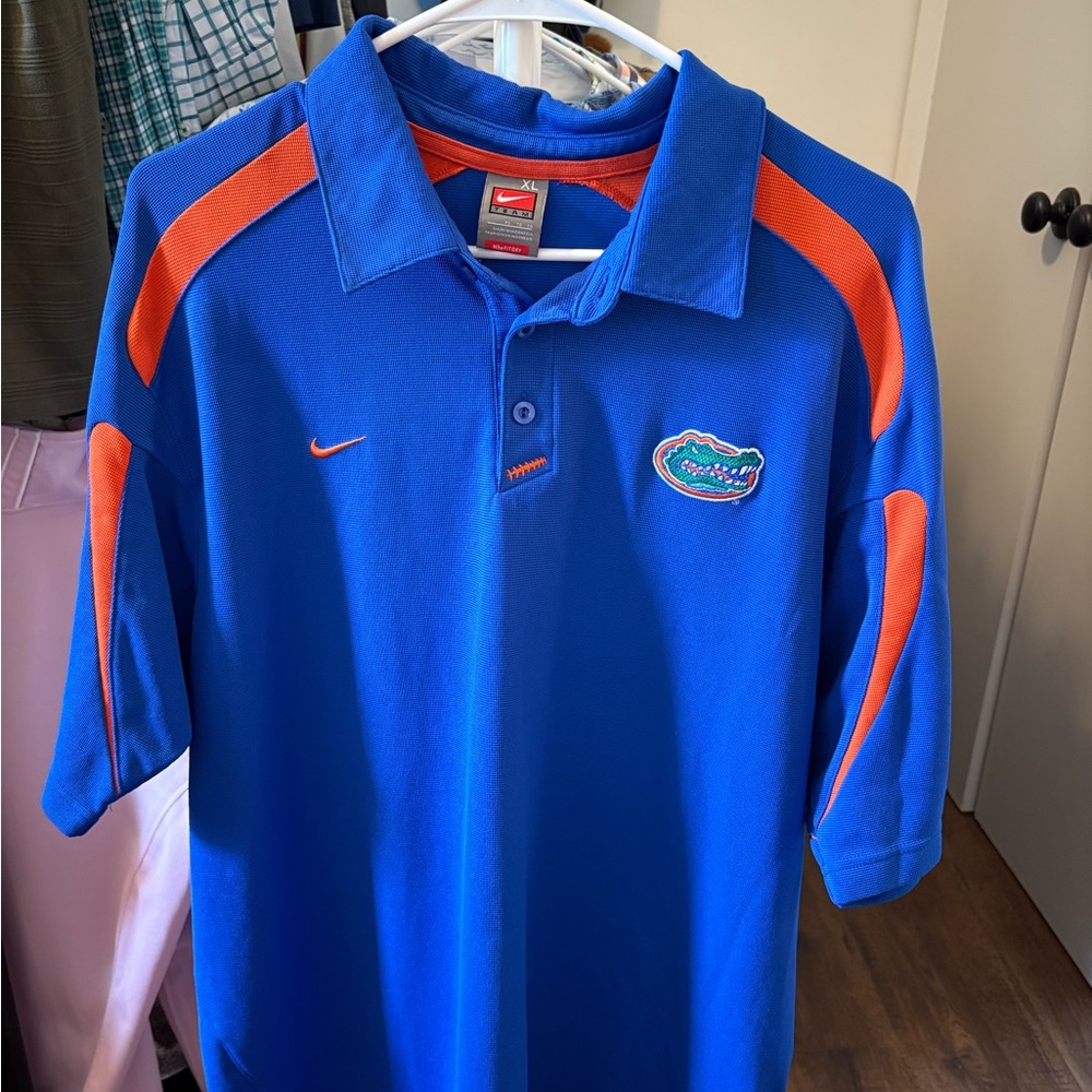 Nike Blue and Orange Athletic Polo